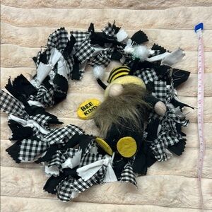 Bee Kind Gnome Wreath - Black and White